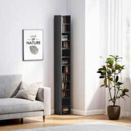 Homcom 204 Cd Storage Tower Tall Bookcase Bookshelf With 12 Cubes Black - thumbnail 8