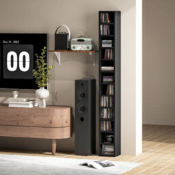 Homcom 204 Cd Storage Tower Tall Bookcase Bookshelf With 12 Cubes Black - thumbnail 9