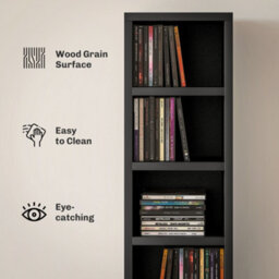 Homcom 204 Cd Storage Tower Tall Bookcase Bookshelf With 12 Cubes Black - thumbnail 5