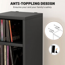 Homcom 204 Cd Storage Tower Tall Bookcase Bookshelf With 12 Cubes Black - thumbnail 6
