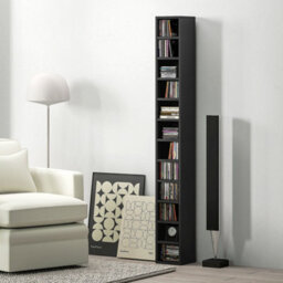 Homcom 204 Cd Storage Tower Tall Bookcase Bookshelf With 12 Cubes Black - thumbnail 1