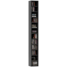 Homcom 204 Cd Storage Tower Tall Bookcase Bookshelf With 12 Cubes Black - thumbnail 2