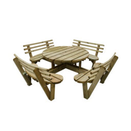 Forest Garden Circular Picnic Table With Seat Backs - thumbnail 3