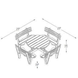 Forest Garden Circular Picnic Table With Seat Backs - thumbnail 4