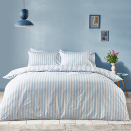 Sassy B Stripe Tease Reversible Single Duvet Cover Set With Pillowcase Blue - thumbnail 2