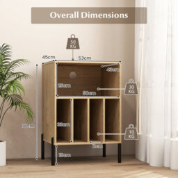 Costway Freestanding Turntable Stand 3-Tier Side Table W/ Charging Station Natural - thumbnail 2