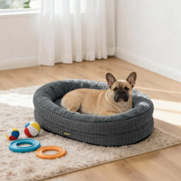 Skylos Orthopedic Plush Dog Bed Soft Washable Pet Bed Grey Cosy Cushion M - thumbnail 1