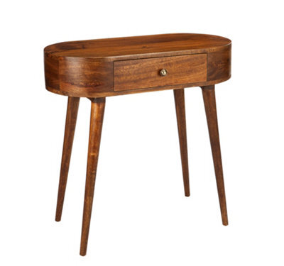 Elm Home And Garden Solid Dark Brown Wood Console Hall Telephone Table H78 X W80 X D40Cm - image 1