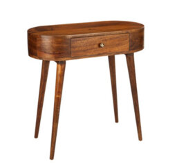 Elm Home And Garden Solid Dark Brown Wood Console Hall Telephone Table H78 X W80 X D40Cm - thumbnail 1