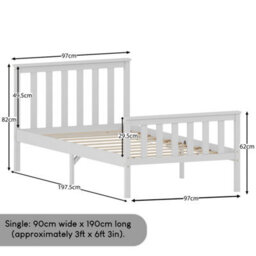 Lassic Vida Designs Milan White 3Ft Single Wooden Bed Frame - High Foot End - thumbnail 3