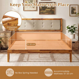 King Size Wood Bed Frame Mid Century Wood Platform Bed - thumbnail 5