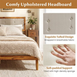 King Size Wood Bed Frame Mid Century Wood Platform Bed - thumbnail 6
