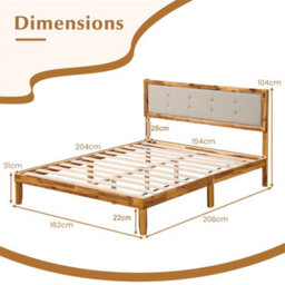 King Size Wood Bed Frame Mid Century Wood Platform Bed - thumbnail 2