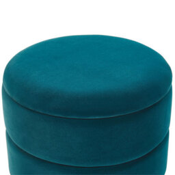 Beliani Teal Velvet Storage Pouffe With Gold Iron Base, Round Extra Seating And Hidden Storage (W37 X D37 X H42Cm) - thumbnail 5