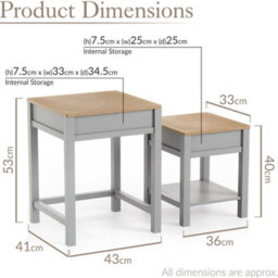 Christow Nest Of Tables Set Of 2 Nesting Side Tables Oak-Effect Tops & Storage Grey - thumbnail 6