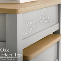 Christow Nest Of Tables Set Of 2 Nesting Side Tables Oak-Effect Tops & Storage Grey - thumbnail 5