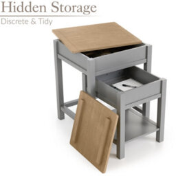 Christow Nest Of Tables Set Of 2 Nesting Side Tables Oak-Effect Tops & Storage Grey - thumbnail 2