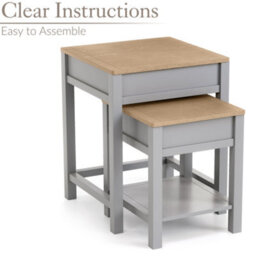 Christow Nest Of Tables Set Of 2 Nesting Side Tables Oak-Effect Tops & Storage Grey - thumbnail 4