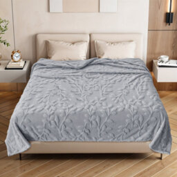 Thehotsale Milk Velvet 3D Leaves Comfortable Soft Warm Plush Fuzzy Throw Blanket Livingroom Bedroom Pation Grey 200Cm L X 150Cm W - thumbnail 3