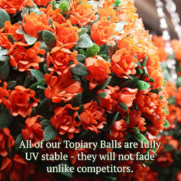 Best Artificial  28Cm Orange Rose Hanging Basket Flower Topiary Ball - Suitable For Outdoor Use - Weather & Fade Resistant - thumbnail 5