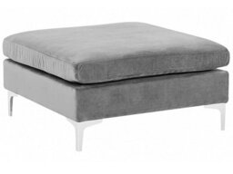 Beliani Glamour Velvet Ottoman Grey - Plush Top Pillow, Silver Metal Legs, W85 X D85 X H48Cm - thumbnail 3