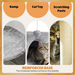 Ca&t Ultimate Cat Tree Condo Multilevel Sisal Scratching Post Climber House Activity Play Centre Den 96Cm Grey - thumbnail 3