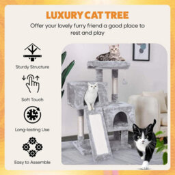 Ca&t Ultimate Cat Tree Condo Multilevel Sisal Scratching Post Climber House Activity Play Centre Den 96Cm Grey - thumbnail 6