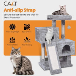 Ca&t Ultimate Cat Tree Condo Multilevel Sisal Scratching Post Climber House Activity Play Centre Den 96Cm Grey - thumbnail 7
