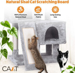 Ca&t Ultimate Cat Tree Condo Multilevel Sisal Scratching Post Climber House Activity Play Centre Den 96Cm Grey - thumbnail 5