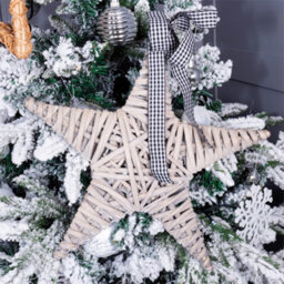 Netagon Home Festive Natural Wicker Christmas Star Ornament- Light Grey