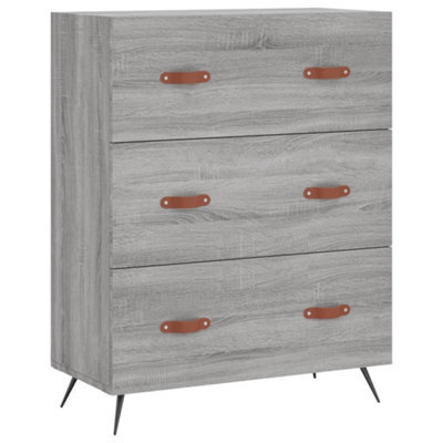 Berkfield Classic Chest Of Drawers Grey Sonoma 69.5X34X90 Cm Engineered Wood