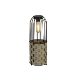 Lighting Collection Pisa Black Rattan Solar Lantern - thumbnail 1