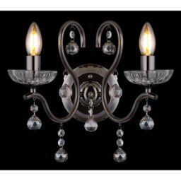 Luminosa Lighting Luminosa Camila Candle Wall Lamp Gunmetal Crystals Clear Glass Shade 2X E14 - thumbnail 5