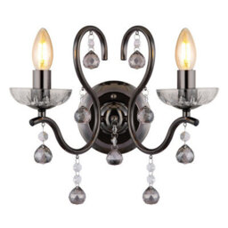 Luminosa Lighting Luminosa Camila Candle Wall Lamp Gunmetal Crystals Clear Glass Shade 2X E14 - thumbnail 3