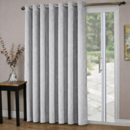 Oxford Homeware Eyelet Silver Linen Curtains Fully Lined 100% Blackout Thermal Insulated Curtain Single Panel (W)168Cmx(L)213Cm - thumbnail 1