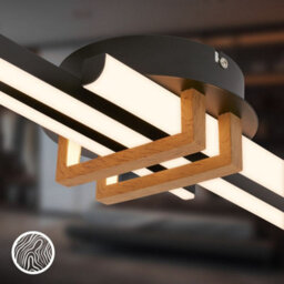Briloner Modern Led Ceiling Light Flush Living Room Lamp Warm White Bedroom 21W, 2400Lm Black Wood - thumbnail 3