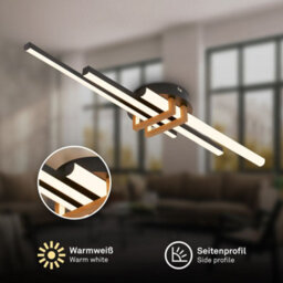 Briloner Modern Led Ceiling Light Flush Living Room Lamp Warm White Bedroom 21W, 2400Lm Black Wood - thumbnail 2