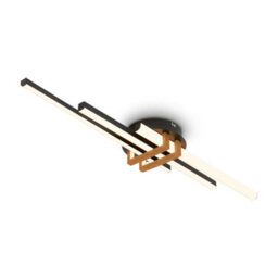 Briloner Modern Led Ceiling Light Flush Living Room Lamp Warm White Bedroom 21W, 2400Lm Black Wood