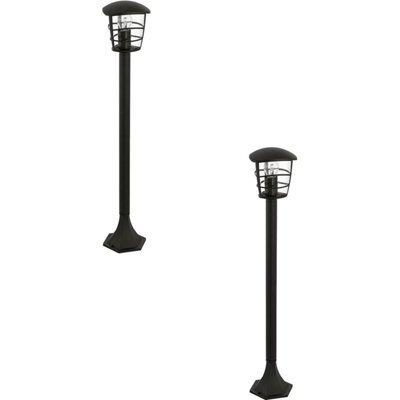 Set Of 2 Ip44 Outdoor Black Lantern Bollard Lights With 60W E27 Bulbs - image 1