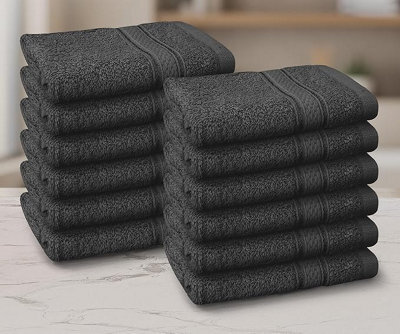 Casabella 12 Pack Flannel Face Cloth - 100% Cotton Face Towels Soft & Absorbent Super Quality Washcloths - image 1