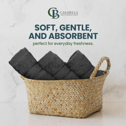 Casabella 12 Pack Flannel Face Cloth - 100% Cotton Face Towels Soft & Absorbent Super Quality Washcloths - thumbnail 5