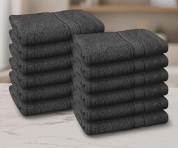 Casabella 12 Pack Flannel Face Cloth - 100% Cotton Face Towels Soft & Absorbent Super Quality Washcloths - thumbnail 1