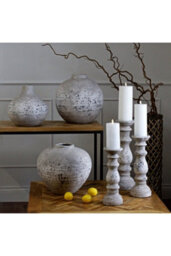 Tiber Large Stone Ceramic Vase, Elegant Crackled Texture Decor - thumbnail 4