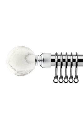 16-19mm Mineral Extendable  Metal Curtain Pole Set Brushed Silver 120-210Cm