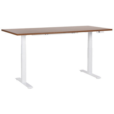 Beliani Electric Adjustable Standing Desk Destines Brown/ White 180 Cm 80 Cm - image 1