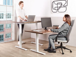 Beliani Electric Adjustable Standing Desk Destines Brown/ White 180 Cm 80 Cm - thumbnail 2