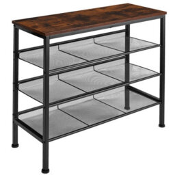 Tectake Shoe Rack Wolverhampton - Surface Shelf And 3 Grid Shelves, Industrial Style -  - Industrial Wood Dark, Rustic - thumbnail 1