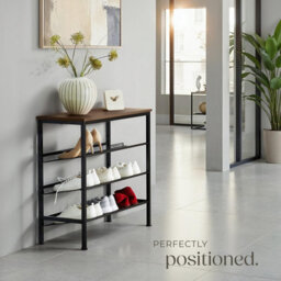 Tectake Shoe Rack Wolverhampton - Surface Shelf And 3 Grid Shelves, Industrial Style -  - Industrial Wood Dark, Rustic - thumbnail 8