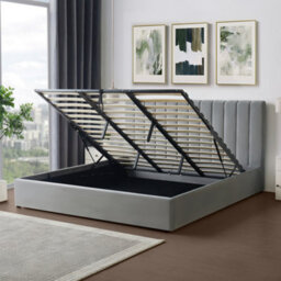 Corwin Grey Velvet 180Cm Superking Ottoman Storage Bed Frame - thumbnail 4