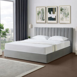 Corwin Grey Velvet 180Cm Superking Ottoman Storage Bed Frame - thumbnail 1